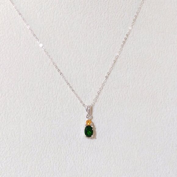 Chrome Diopside and Fire Opal Pendant - Picture 6 of 8